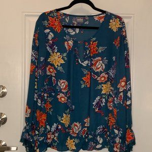 XL Long-Sleeved Blue/Teal NY&Co. Blouse